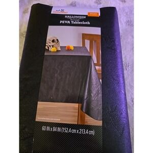Halloween Bats Black Tablecloth 60"x84" Rectangular Peva Vinyl Party Tablecover